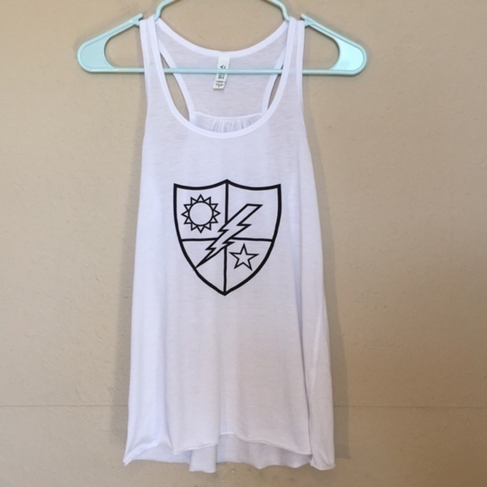 FINAL $ Bella Canvas raw edge white graphic tank S…
